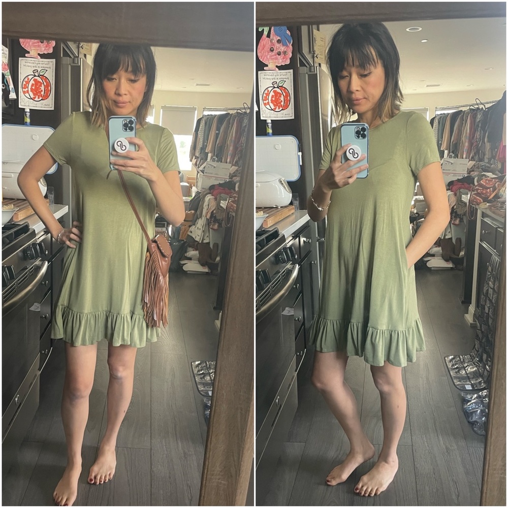 025 Boho Minimalist Ruffle Hem Mini Dress - Picture 3 of 3